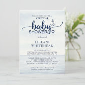Virtual Nautical Ocean Baby Shower Einladung (Stehend Vorderseite)