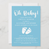 Virtual Oh Baby Boy Dusche Baby Feet Blue White Einladung (Vorderseite)