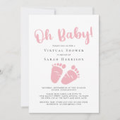 Virtual Oh Baby Girl Dusche Pink Feet Einladung (Vorderseite)