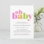 Virtual Oh Baby Girl Dusche Rosa Einladung (Stehend Vorderseite)