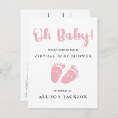 Virtual Oh Baby Pink Baby Feet Girl Babydusche Einladungspostkarte (Vorne/Hinten)