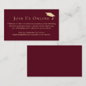 Virtual Online Graduation Party Burgundy Gold Begleitkarte (Vorne/Hinten)