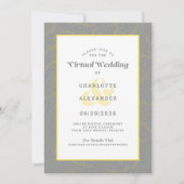 Virtual Online Yellow Modern Pattern Wedding Einladung (Vorderseite)