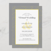 Virtual Online Yellow Modern Pattern Wedding Einladung (Vorne/Hinten)