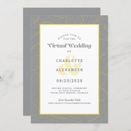 Virtual Online Yellow Modern Pattern Wedding Einladung