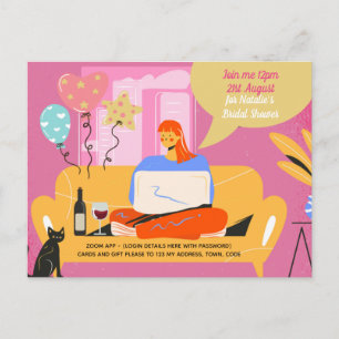 Virtual Party Baby Brautparty Geburtstag Grad. Postkarte