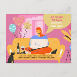 Virtual Party Baby Brautparty Geburtstag Grad. Postkarte