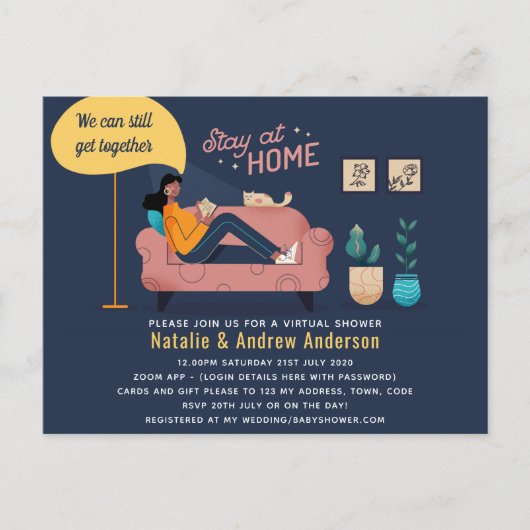 Virtual Party Baby Brautparty Geburtstag Grad. Postkarte (Vorderseite)