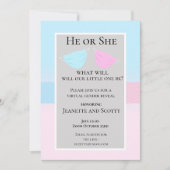 Virtual Pink Blue Gender Reveal 2020 Facemask Einladung (Vorderseite)