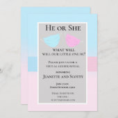 Virtual Pink Blue Gender Reveal 2020 Facemask Einladung (Vorne/Hinten)