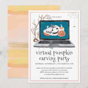 Virtual Pumpkin Carving   Halloween-Party Einladung