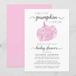 Virtual Pumpkin Pink Glitzer Sparkle Baby Dusche Einladung