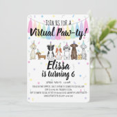 Virtual Puppy Dog Girl Birthday Pawty Einladung (Stehend Vorderseite)