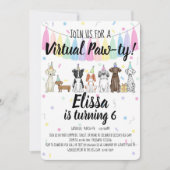 Virtual Puppy Dog Girl Birthday Pawty Einladung (Vorderseite)