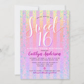 Virtual Rainbow Ombre Sweet 16 Birthday Girly Chic Einladung (Vorderseite)