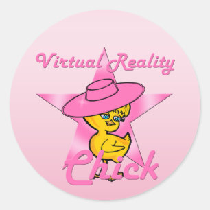 Virtual Reality Chick #8 Runder Aufkleber