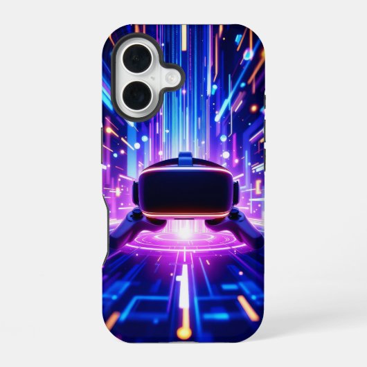 Virtual-Reality-Gaming-Umgebung iPhone 16 Hülle (Rückseite)