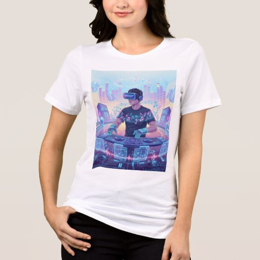 Virtual Reality Mixscape DJ T-Shirt Tri-Blend Shirt (Vorderseite)