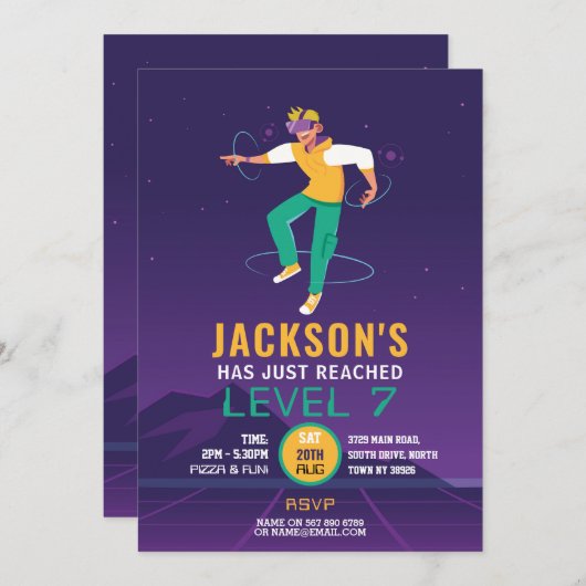 Virtual Reality VR Digital Gaming Gamer Einladung (Vorne/Hinten)