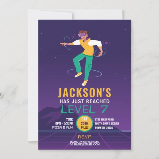 Virtual Reality VR Digital Gaming Gamer Einladung (Vorderseite)