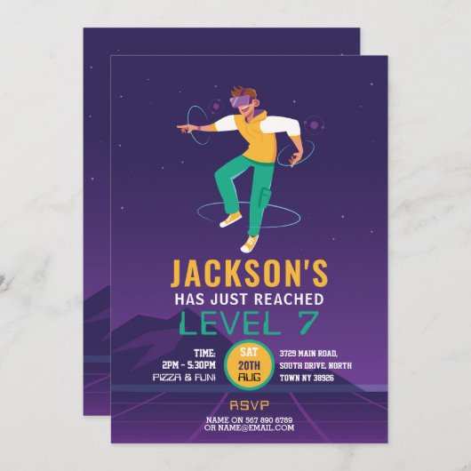 Virtual Reality VR Digital Gaming Gamer Einladung (Vorne/Hinten)