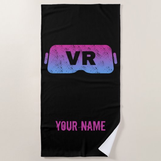 Virtual Reality VR Vintag Gamer-Videobrille Strandtuch (Vorderseite)