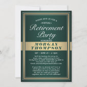 Virtual Retirement Party Grün Weiß und Gold Einladung (Vorderseite)