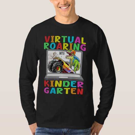 Virtual Roaring Kindergarten Dinosaur T Rex Back t T-Shirt (Vorderseite)