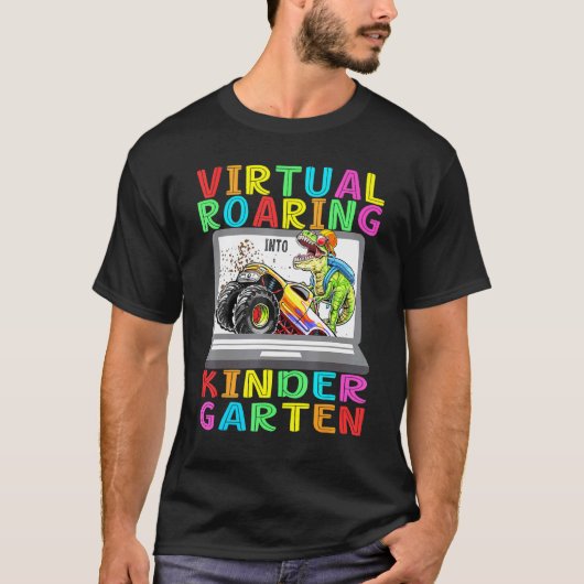 Virtual Roaring Kindergarten Dinosaur T Rex Back t T-Shirt (Vorderseite)