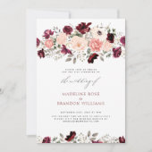 Virtual Rustic Burgundy Blush Floral Wedding Einladung (Vorderseite)