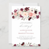 Virtual Rustic Burgundy Blush Floral Wedding Magneteinladung (Vorderseite)