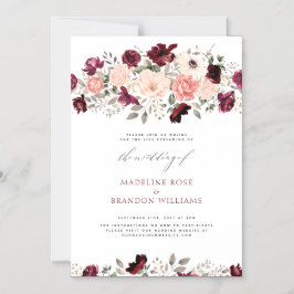 Virtual Rustic Burgundy Blush Floral Wedding Magneteinladung