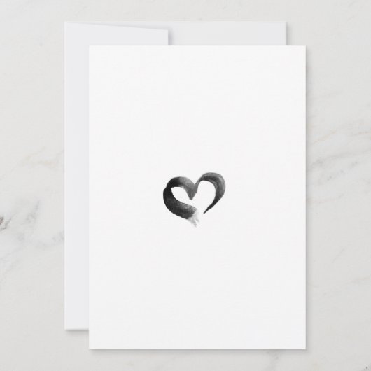 Virtual Schwarz-weiß Floral Wedding Card (Rückseite)