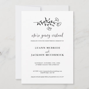 Virtual Schwarz-weiß Floral Wedding Card