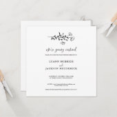 Virtual Schwarz-weiß Floral Wedding Card Karte (Vorderseite/Rückseite Beispiel)