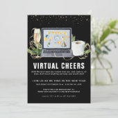 Virtual Silvester Party | Sekt Einladung (Stehend Vorderseite)