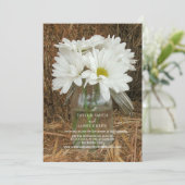 Virtual Streaming Wedding Rustic Hay Daisies Einladung (Stehend Vorderseite)