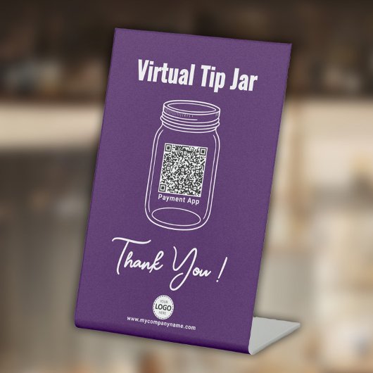 Virtual Tip Jar, Custom QR Code Payment App Lila Sockelschild