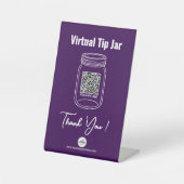 Virtual Tip Jar, Custom QR Code Payment App Lila Sockelschild (Vorderseite)
