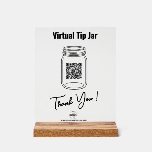 Virtual Tip Jar, Custom QR Code Payment App, Logo Acrylschild (Vorderseite)