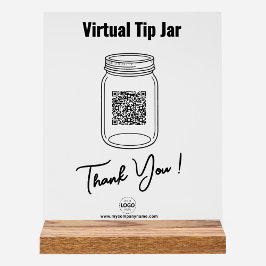 Virtual Tip Jar, Custom QR Code Payment App, Logo Acrylschild