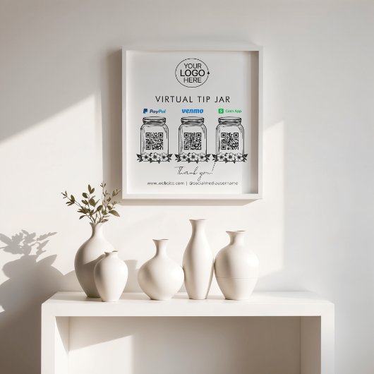 Virtual Tip Jar Logo PayPal Venmo Cash App QR Code Fotodruck