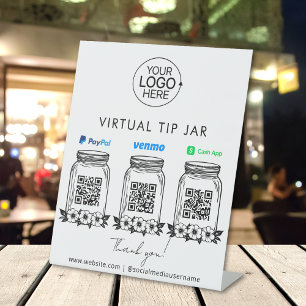 Virtual Tip Jar Logo PayPal Venmo Cash App QR Code Sockelschild