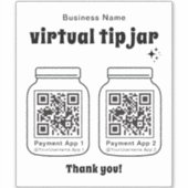 Virtual Tip Jar mit 2 QR Code Aufkleber (Vorderseite)