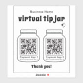 Virtual Tip Jar mit 2 QR Code Aufkleber (Blatt)