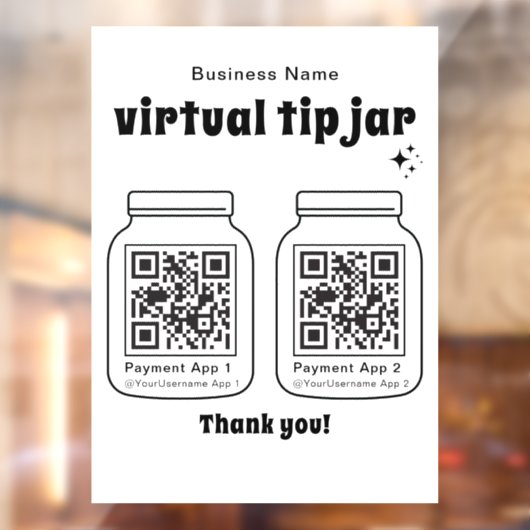 Virtual Tip Jar mit 2 QR Code Fensteraufkleber (Blatt 2)