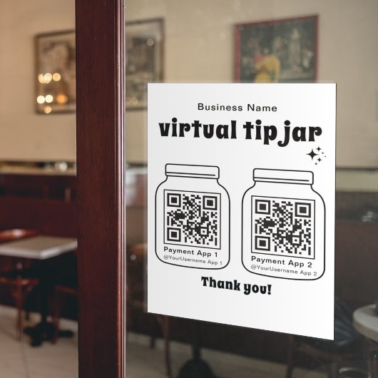 Virtual Tip Jar mit 2 QR Code Fensteraufkleber