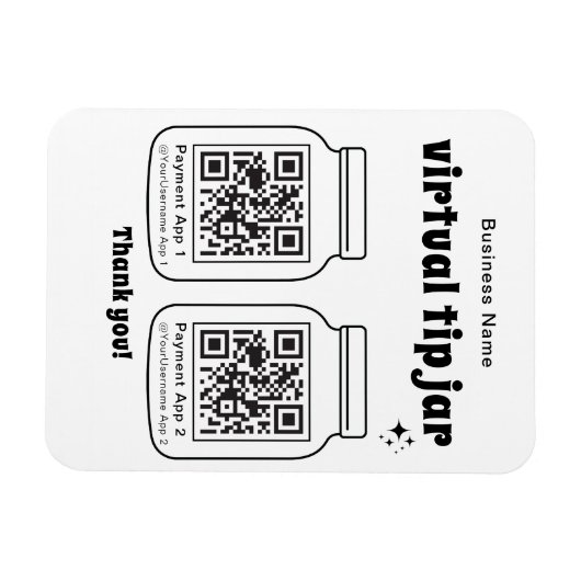Virtual Tip Jar mit 2 QR Code Magnet (Horizontal)
