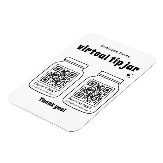 Virtual Tip Jar mit 2 QR Code Magnet (Linke Seite)