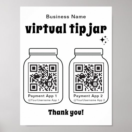 Virtual Tip Jar mit 2 QR Code Poster (Vorne)